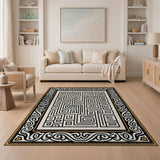 Heritage Tribal Maze Rug with Ornate Gold Border