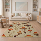 Boho Mushroom Toadstool Pattern Area Rug