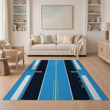 Geometric Blue Highway Lane Area Rug
