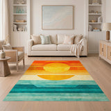 Geometric Modern Orange Sunset Geometric Area Rug