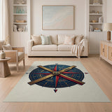 Nautical Compass Rose Ruler Area Rug