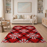 Red Red Snowflake Plaid Area Rug