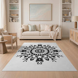 Floral Vintage Intricate Black White Floral Mandala Area Rug