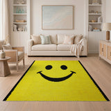 Cheerful Yellow Smiley Face Shag Rug