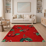 Vintage Cherry Red Fruit Pattern Rug