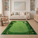 ODIKA Washable Golf Course Green Area Rug - Low Pile Non-Slip Sports Theme Play Mat