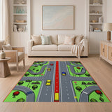 Pixelated City Street Traffic Area Rug