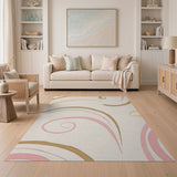 Pink Beige Swirl Abstract Area Rug
