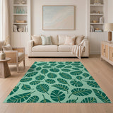 Mint Green Monstera Leaf Area Rug