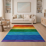 Vibrant Rainbow Horizontal Stripe Area Rug