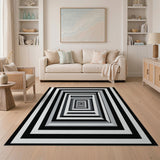 Nested Frames Black White Geometric Area Rug