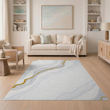 Gold Veined Grey Marble Area Rug