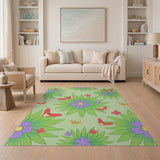 Whimsical Butterfly Purple Flower Rug