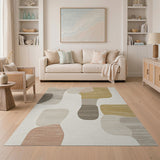 Organic Abstract Beige Neutral Abstract Area Area Rug
