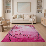 Pink Cherry Blossom Floral Floral Vintage Area Rug