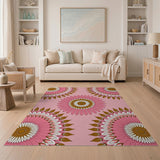 Floral Vintage Vintage Pink Daisy Floral Area Rug