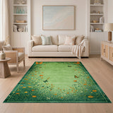 Monarch Butterfly Meadow Green Area Rug