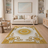 Gold and Silver Ornate Golden Sunburst Area Rug
