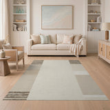 Beige Neutral Vertical Striped Woven Area Rug
