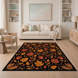Autumn Leaves Acorns Black Area Rug