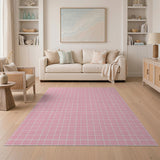 Pink Gingham Checkered Geometric Modern Area Rug
