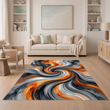 Dynamic Orange Swirl Abstract Area Rug