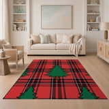 Festive Red Buffalo Plaid Christmas Tree Area Rug