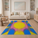 Vibrant Yellow Circle Multi-Color Geometric Area Rug