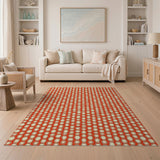 Vibrant Orange Hexagon Geometric Area Rug