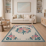 Floral Vintage Pink Blush Pink Roses Floral Vintage Area Rug