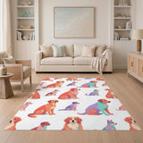 Playful Cartoon Dogs Multi-Color Washable Area Rug