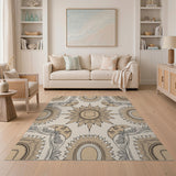 Beige Sunflower Mandala Area Rug