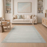 Beige Striped Framed Area Rug