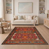 Bold Red Orange Southwestern Geometric Area Rug