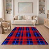 Bold Red and Navy Plaid Area Rug