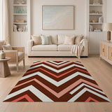 Zigzag Geometric Area Rug in Brown Pink White
