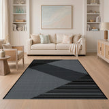 Geometric Black Grey Abstract Area Rug