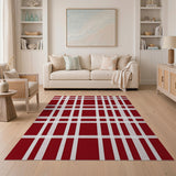 Rustic Farmhouse Bold Red White Plaid Area Rug