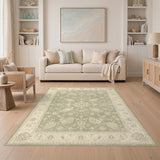 Sage Green Floral Vintage Area Rug
