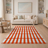 Vibrant Orange Checkered Gingham Area Rug