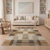 Brown Tan Geometric Striped Area Rug