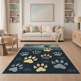 Wolf Paw Prints Stormy Sea Area Rug