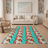 Teal Gingerbread Men Pattern Area Rug