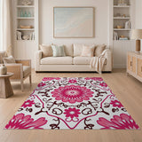 Pink Floral Swirl Vintage Area Rug