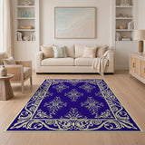 Navy Blue Ornate Persian Motif Area Rug