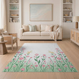 Pink Whimsical Pink Floral Butterfly Area Rug