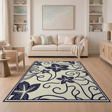 Vintage Black Floral Vine Area Rug