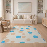 Playful Blue Peach Overlapping Circles Area Rug