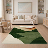 Green Abstract Hills Washable Area Rug