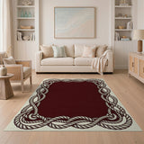 Nautical Rope Border Red Area Rug